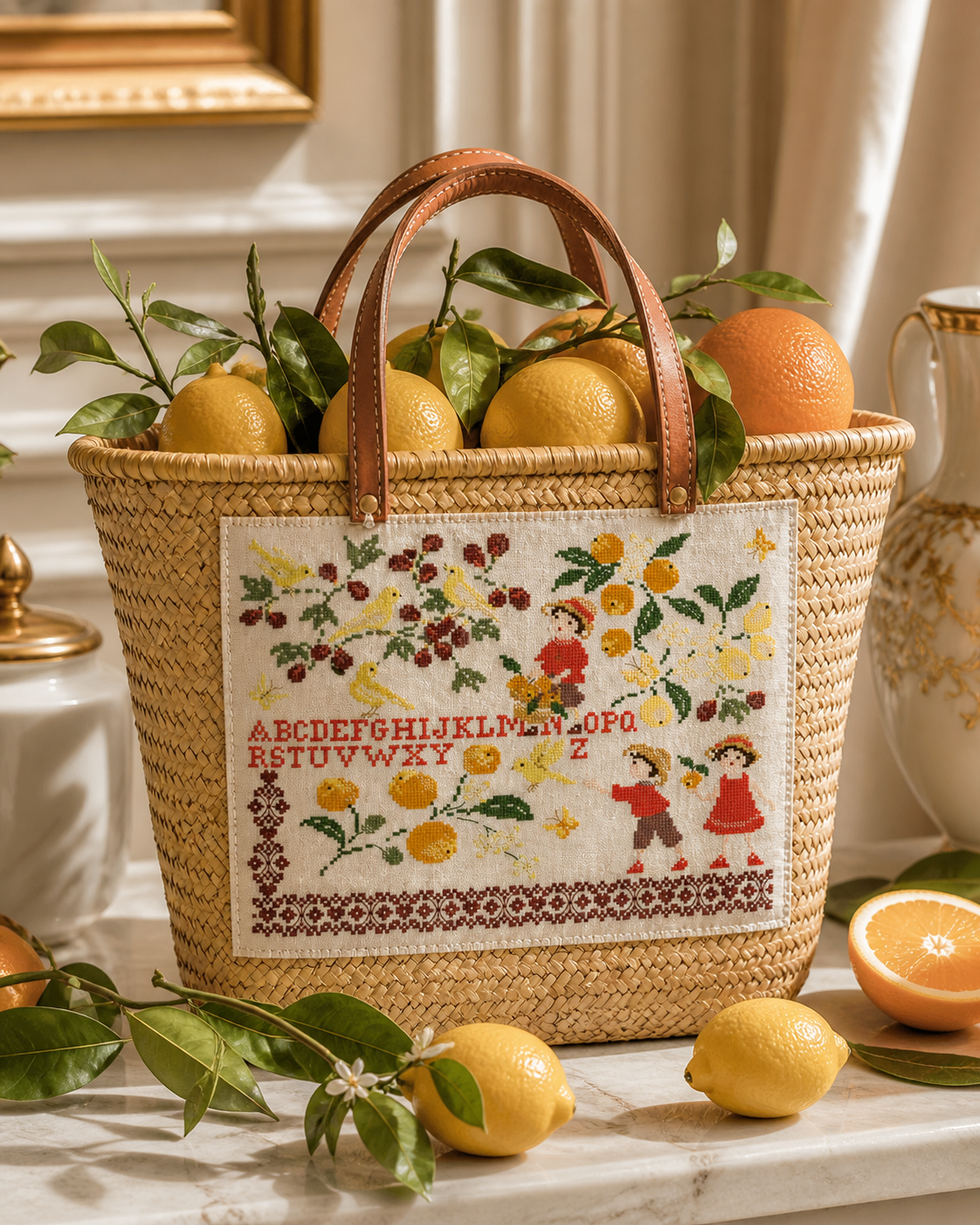 Grille point de croix Oranges & Citrons de Perrette Samouïloff. 160x131 points.
