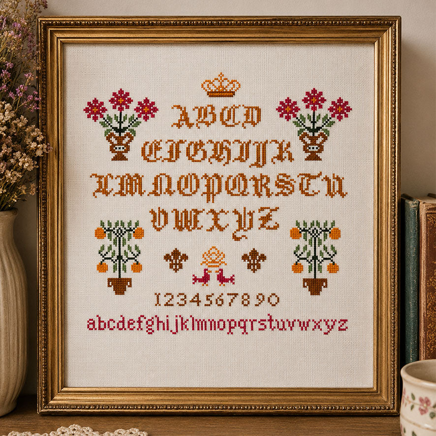 Point de Croix Collector N°11 : 4 grilles exclusives sur les marquoirs et alphabets floraux. Livret broderie point de croix. 