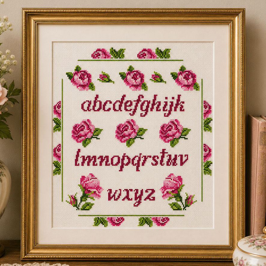Point de Croix Collector N°11 : 4 grilles exclusives sur les marquoirs et alphabets floraux. Livret broderie point de croix. 