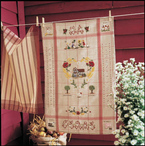 Collector 16 pages dédié aux torchons brodés : motifs de saisons, régions et Noël. Grilles au point de croix sur lin et métis.