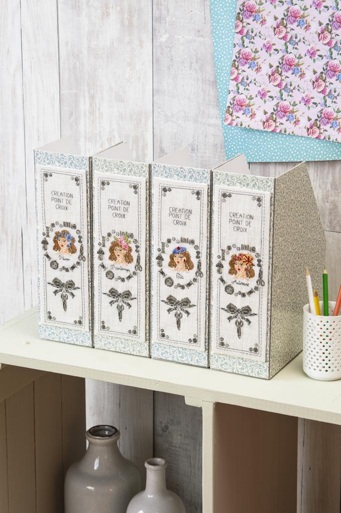 Magazine de broderie N°69 : grilles de point de croix sur le thème du printemps et du rangement – boîtes, panières et accessoires brodés. Mars/Avril 2018.