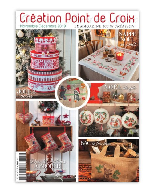 Magazine de broderie N°79 : grilles de point de croix sur le thème de Noël – animaux, décorations, chaussettes et accessoires de fêtes. Nov/Déc 2019.