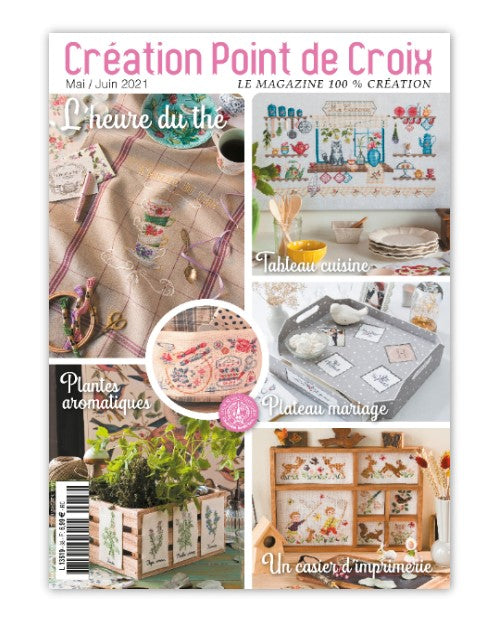 Magazine de broderie N°88 : grilles de point de croix sur le thème du printemps, cuisine, pique-nique, mariage et rangement. Mai/Juin 2021.