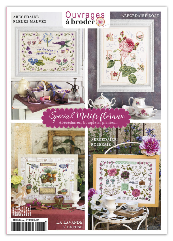 Mook point de croix : 16 grilles florales — abécédaires fleuris, bols, fruits et motifs bucoliques pour décorer votre intérieur.