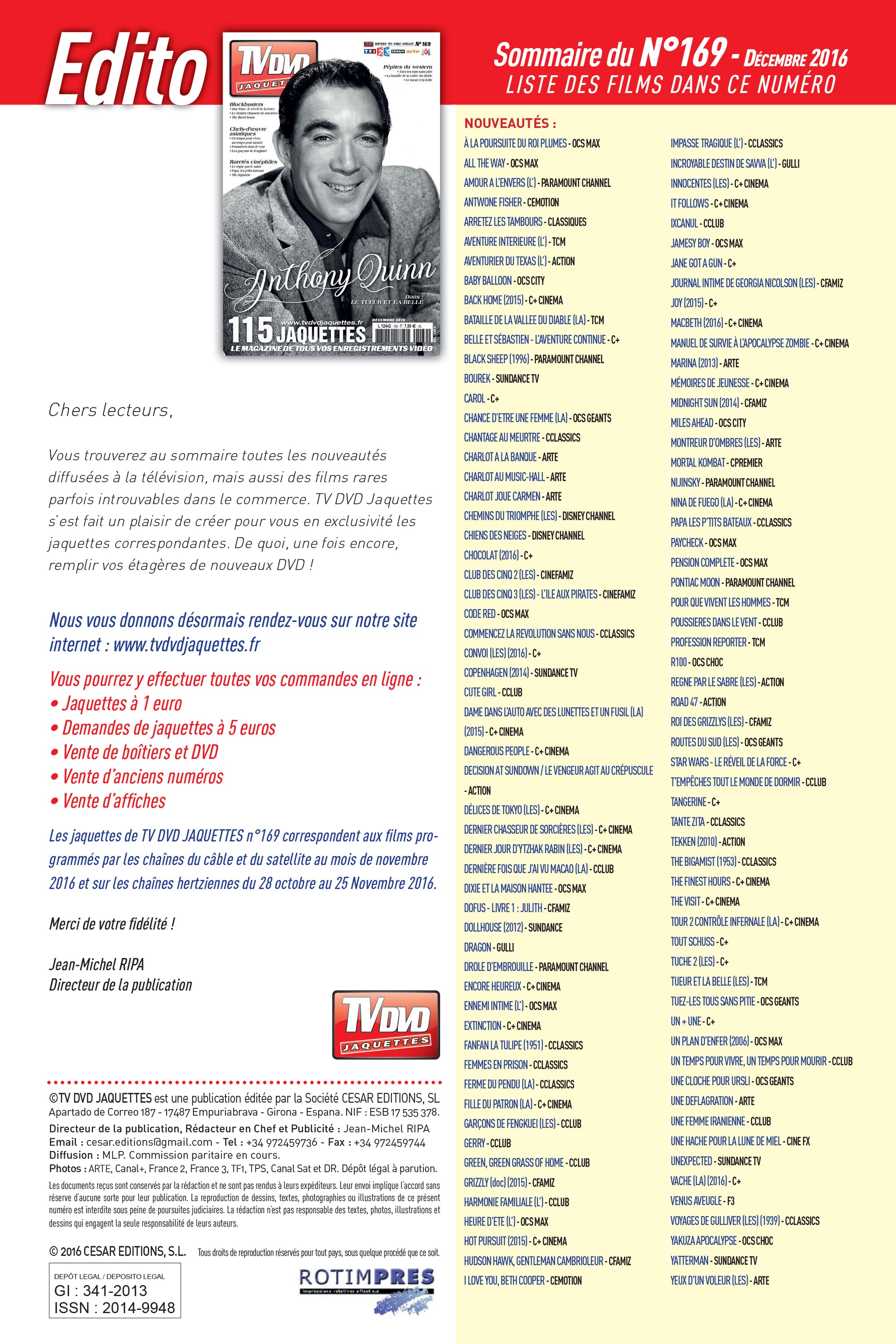 Découvrez TV DVD Jaquette N°169 : sélection exclusive de jaquettes pour films, classiques et raretés. Personnalisez votre vidéothèque avec style.
