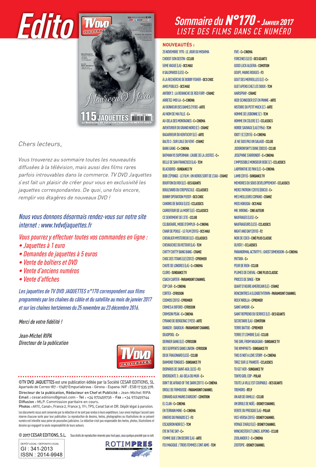 Découvrez TV DVD Jaquette N°170 : sélection exclusive de jaquettes pour films, classiques et raretés. Personnalisez votre vidéothèque avec style.