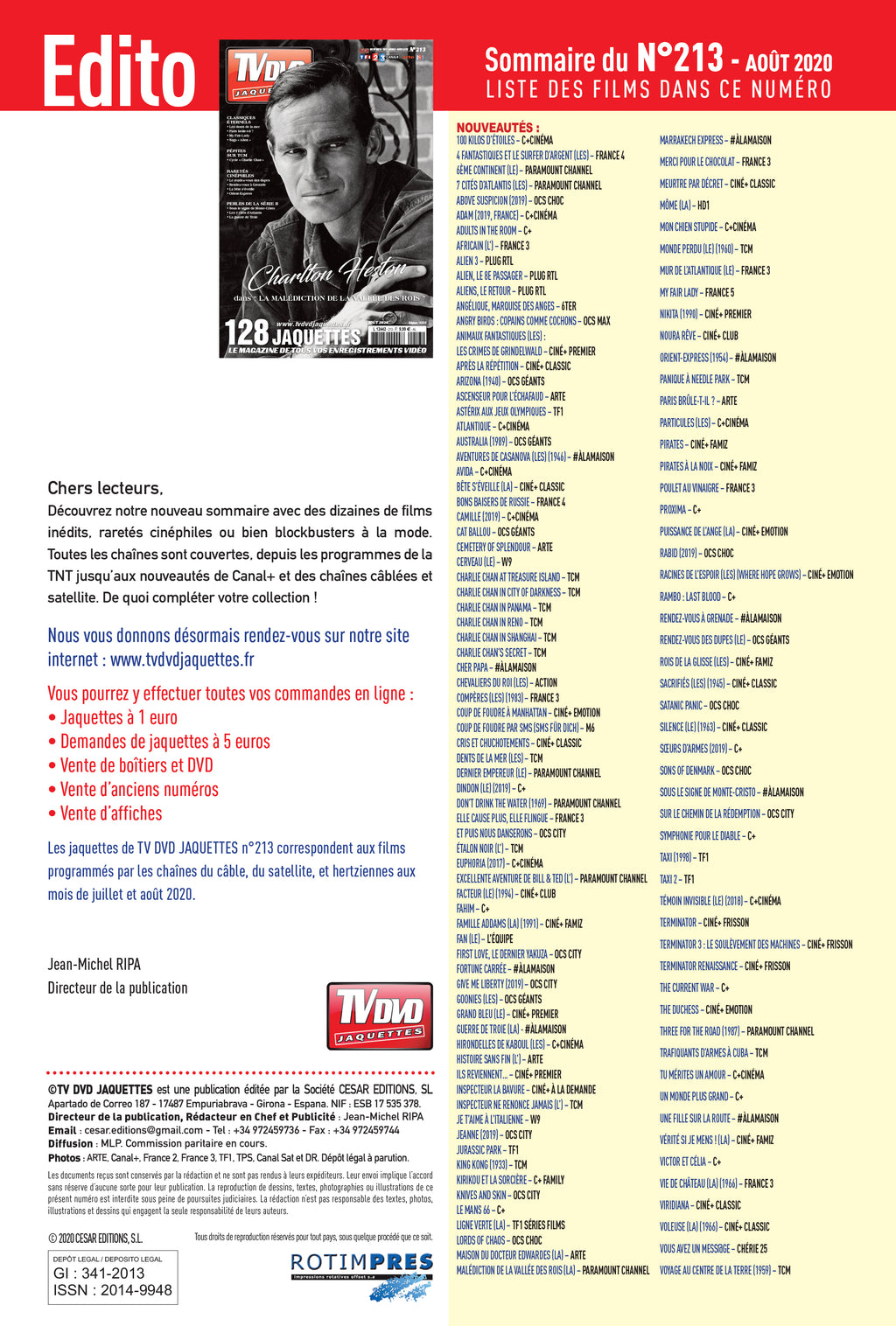 Découvrez TV DVD Jaquette N°213 : sélection exclusive de jaquettes pour cinéphiles et collectionneurs. Films récents, classiques et raretés à imprimer.