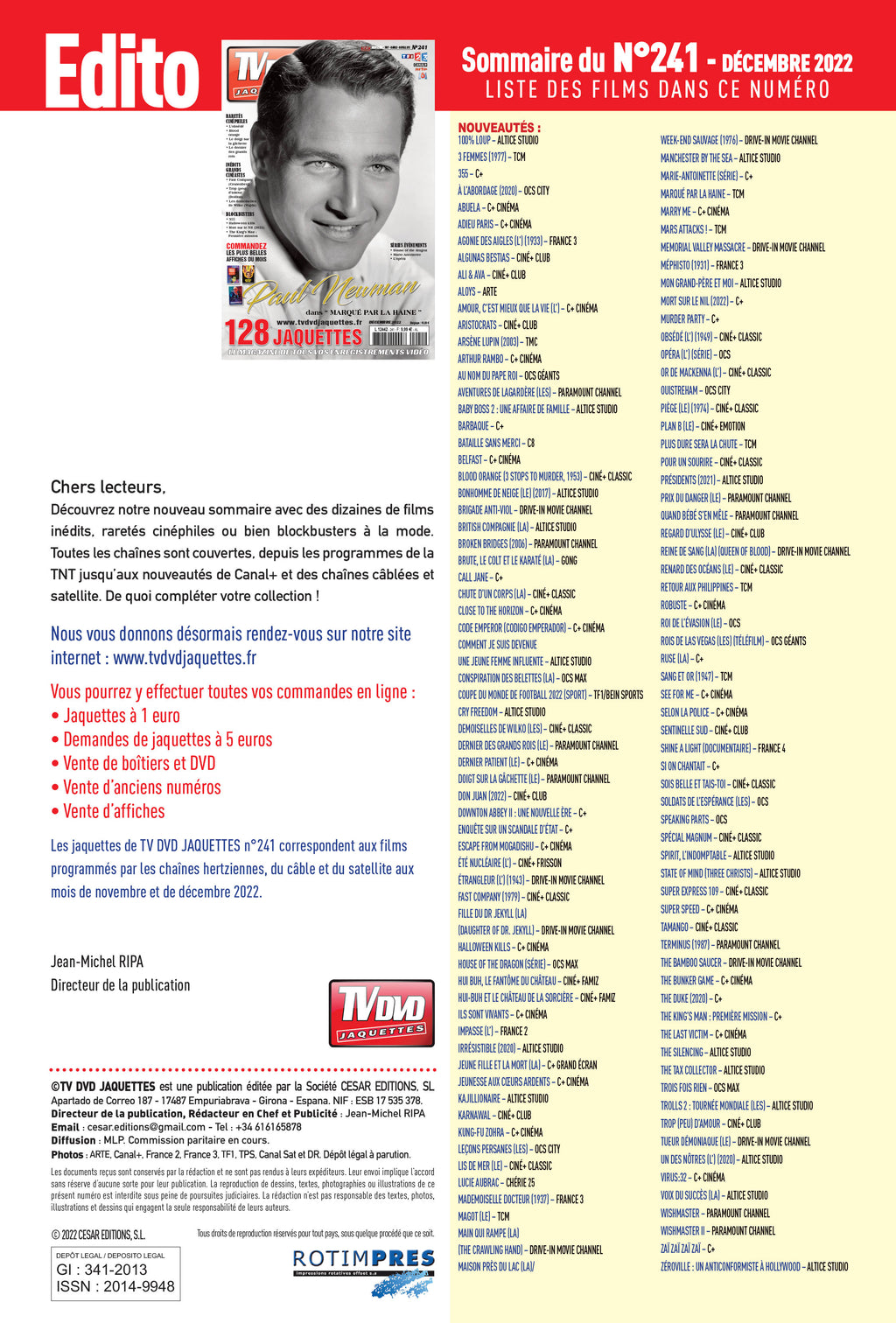 Découvrez TV DVD Jaquette N°241 : sélection de jaquettes pour films, classiques et raretés. Personnalisez votre vidéothèque avec style.