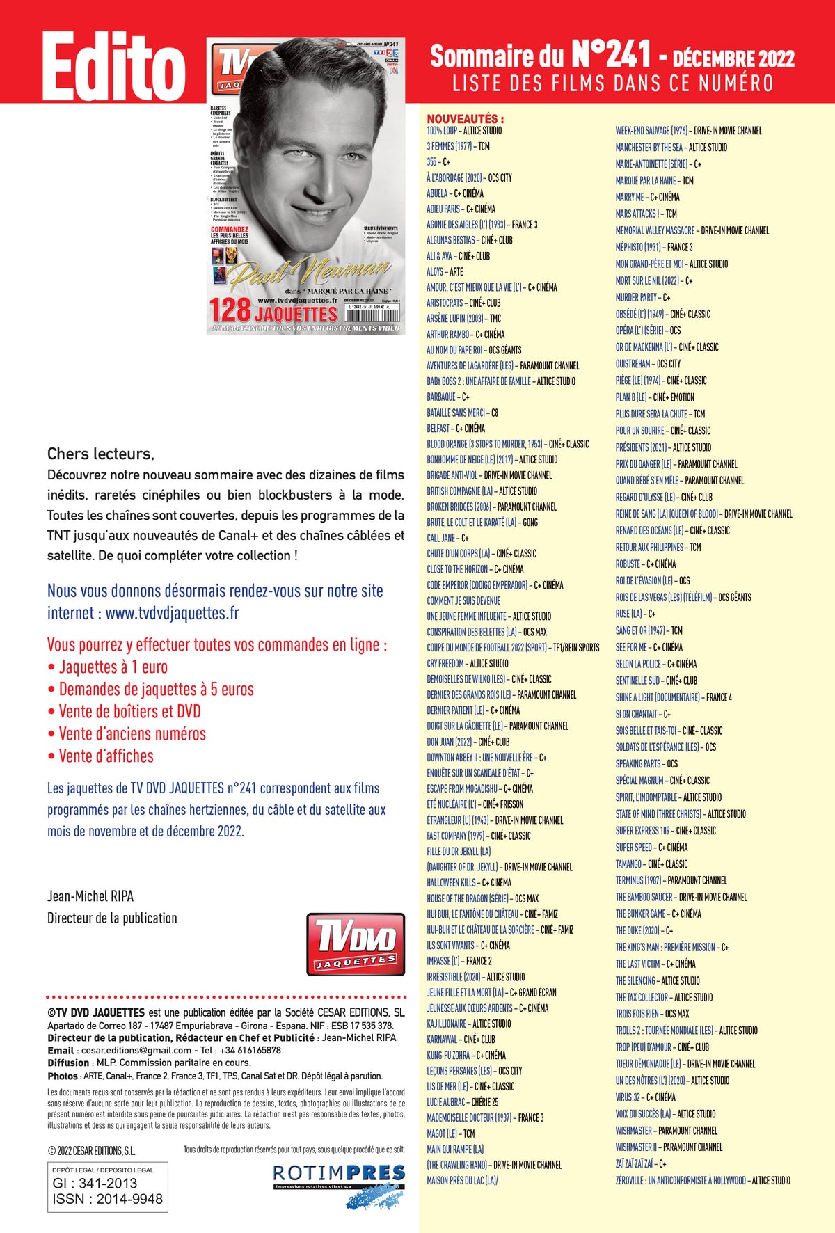 Découvrez TV DVD Jaquette N°241 : sélection de jaquettes pour films, classiques et raretés. Personnalisez votre vidéothèque avec style.