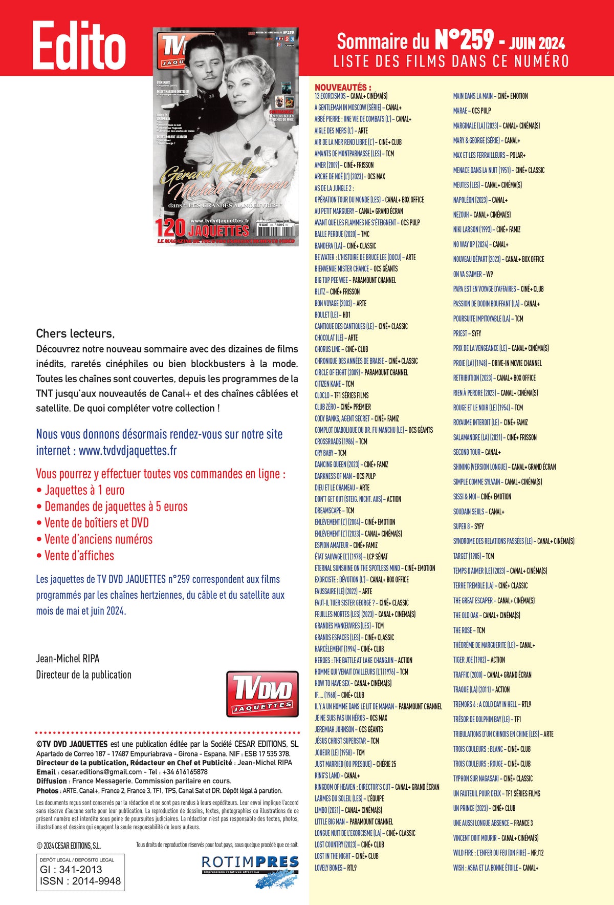 Découvrez TV DVD Jaquette N°259 : sélection de jaquettes pour films, classiques et raretés. Personnalisez votre vidéothèque avec style.