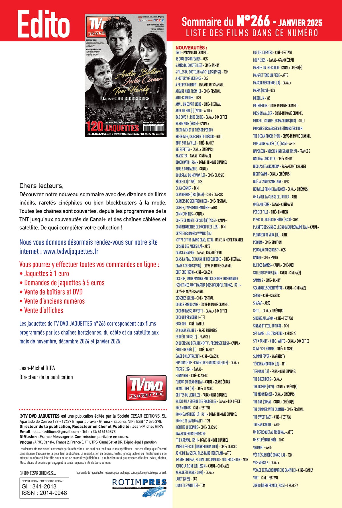 Découvrez TV DVD Jaquette N°266 : sélection de jaquettes pour films, classiques et raretés. Personnalisez votre vidéothèque avec style.