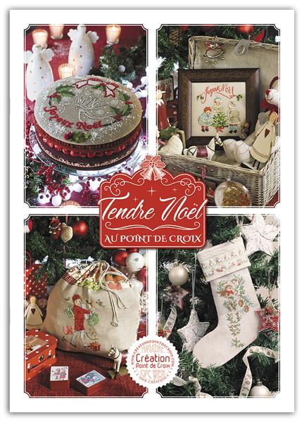 Mook point de croix : 84 pages de motifs broderie pour Noël — décorations de sapin, chaussettes à cadeaux, tables de fête — signés Enginger, Le Berre et Samouïloff.
