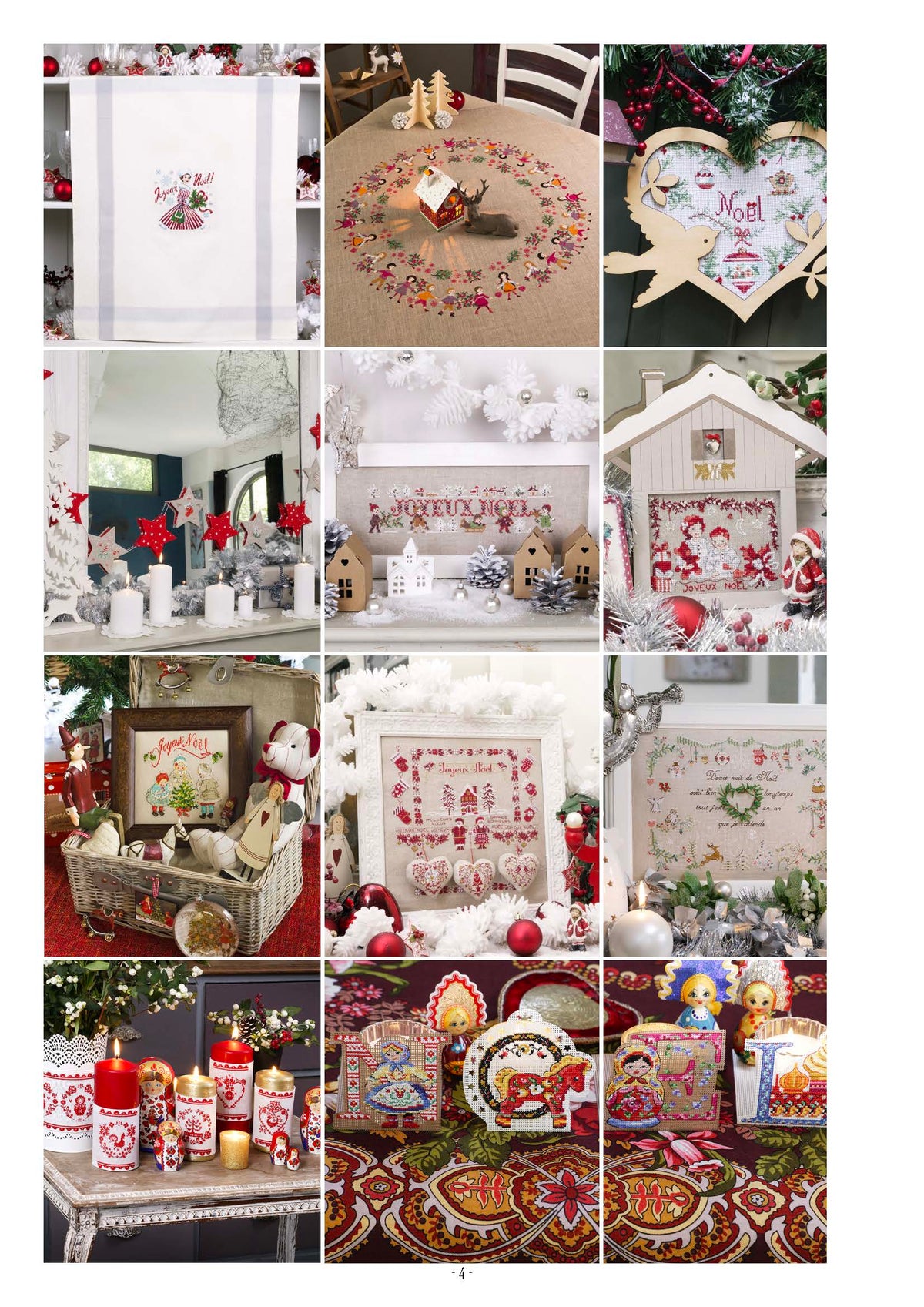 Mook point de croix : 84 pages de motifs broderie pour Noël — décorations de sapin, chaussettes à cadeaux, tables de fête — signés Enginger, Le Berre et Samouïloff.