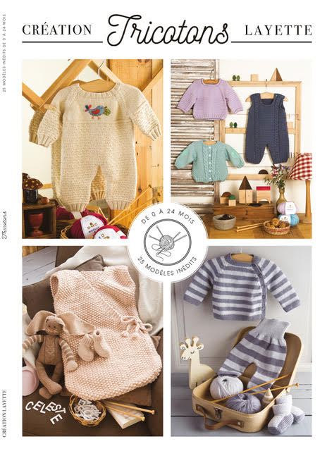 Numéro spécial tricot pour tout-petits : salopette, robes, pulls et gigoteuse en laine DMC. Modèles inédits pour bébés prématurés jusqu'à 2 ans.