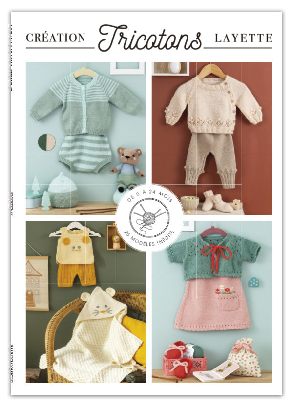 Tricotons spécial Printemps : brassières, combishorts, robes et manteaux pour bébé. Modèles tendres et élégants pour tous niveaux.