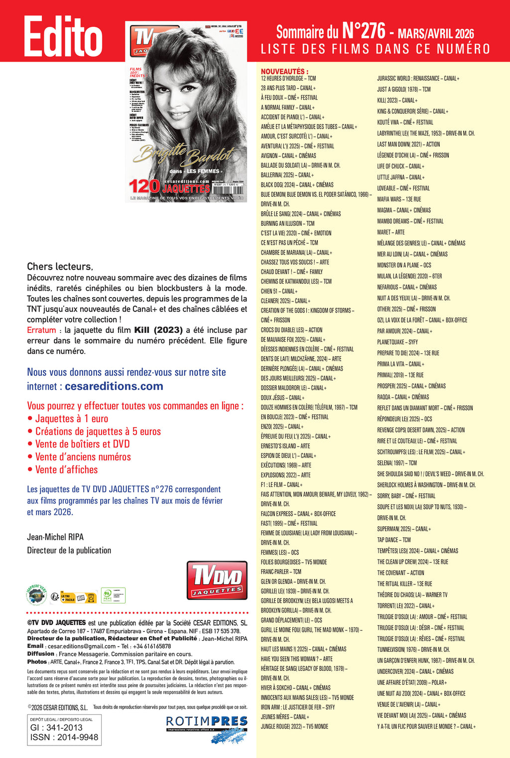 TV DVD JAQUETTE N°276