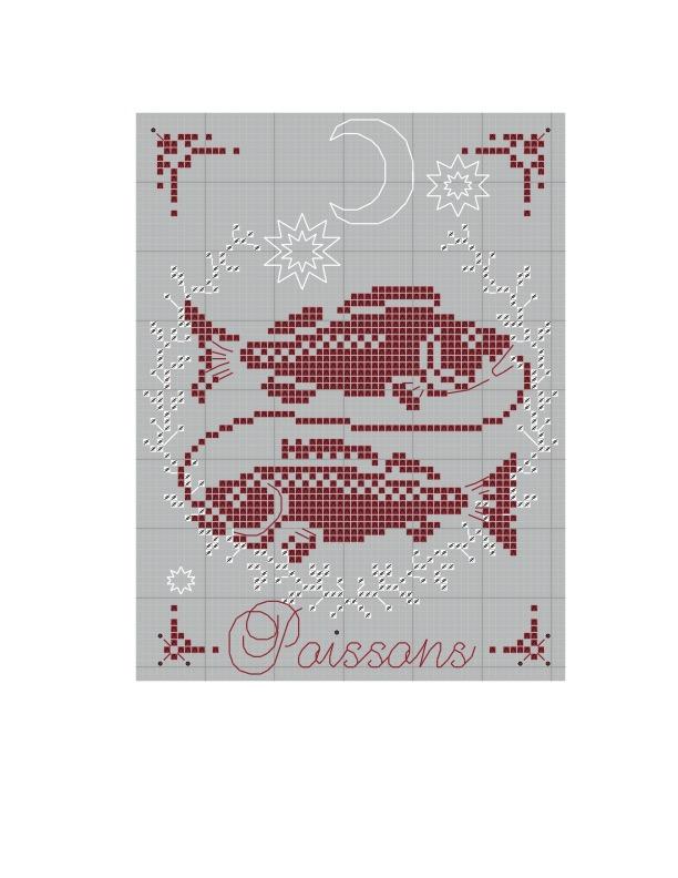 Broderies Astrales. Poissons, Création Point de Croix n°001