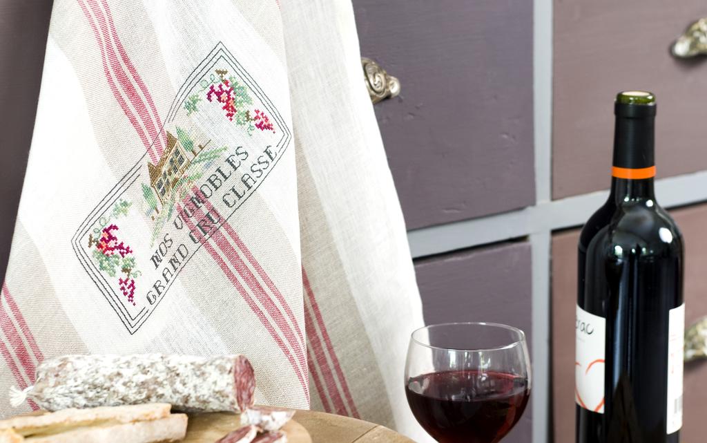 Torchon vigneron de Marie-Anne Réthoret, Création Point de Croix n°004