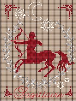 Le sagittaire de Hélène Le Berre, Création Point de Croix n°005