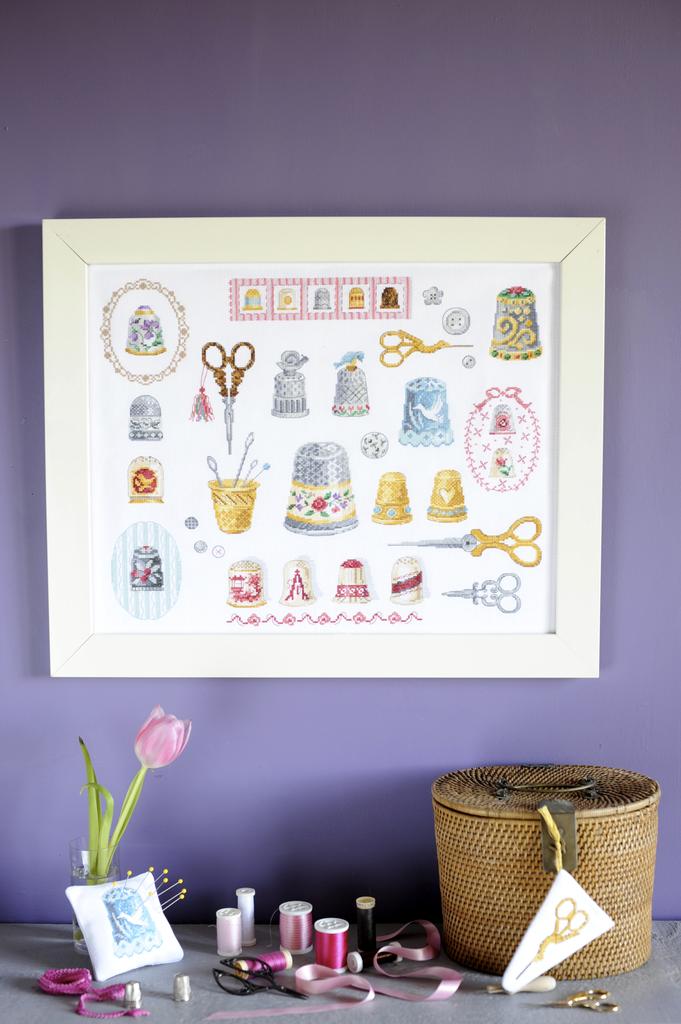 Collection de dés et ciseaux, Création Point de Croix n°053