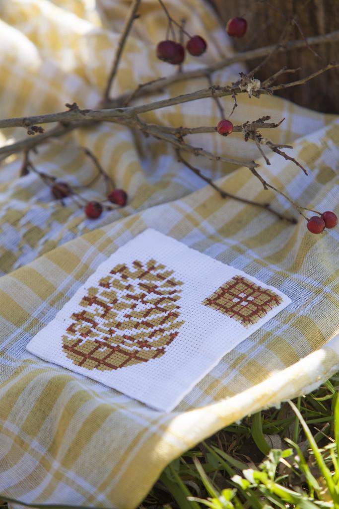 Plaid pomme de pin, Création Point de Croix n°053