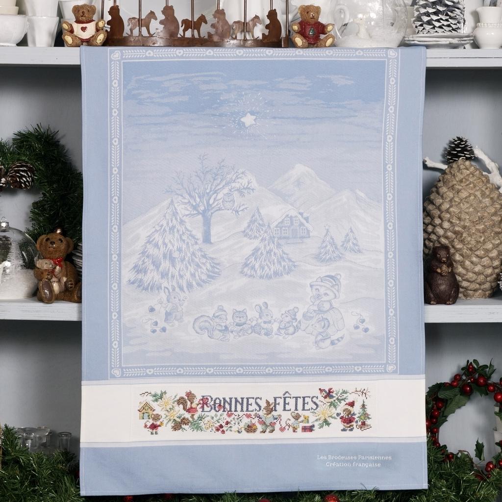 Torchon « Le Noël des animaux », Création Point de Croix n°067