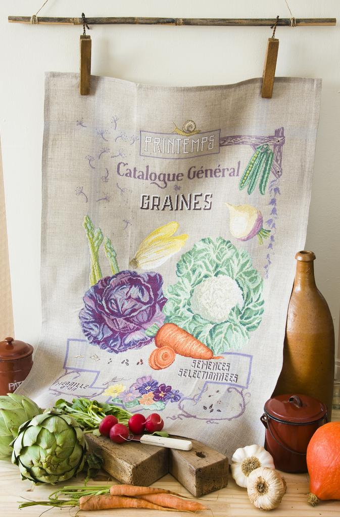 Torchons légumes du printemps !, Création Point de Croix n°087