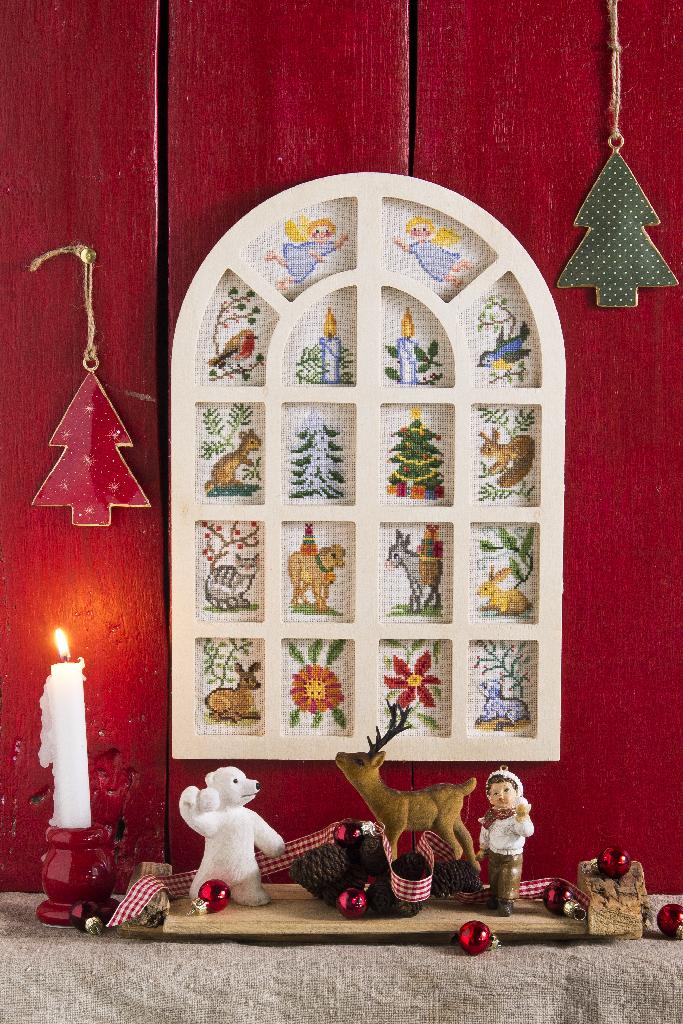Fenêtre noël rétro, Création Point de Croix n°103
