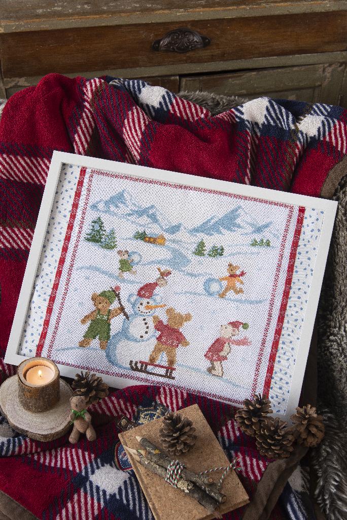 Des Teddy Bears à la neige de Sylvie Teytaud, Création Point de Croix n°104